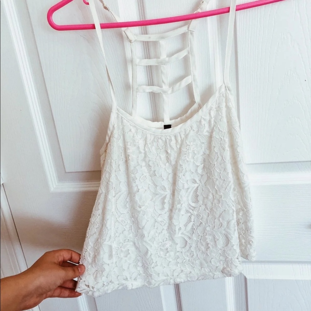 Tillys white lace floral top